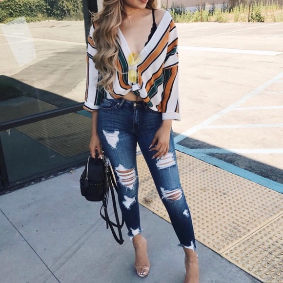 🔃RESTOCKED//vintage stripe off-shoulder top - Picture 1 of 1